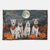 Wirefox Terrier Halloween Spooky Theedoek (Horizontaal)