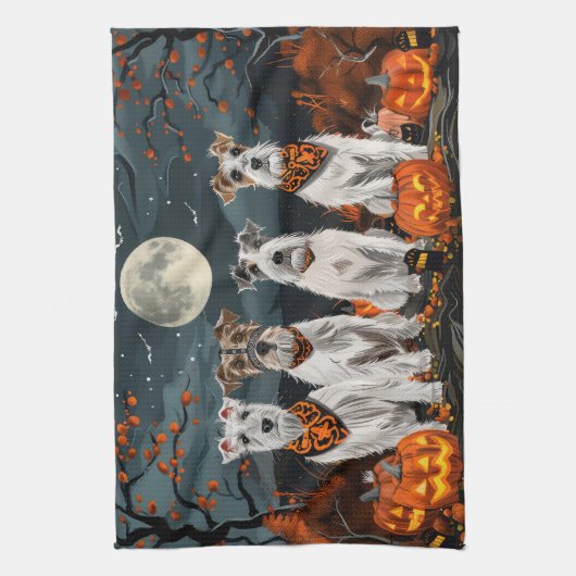 Wirefox Terrier Halloween Spooky Theedoek (Verticaal)