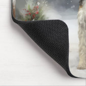 Wirefox Terrier-hond in de sneeuw met Kerstmis Muismat (Hoek)