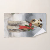 Wirefox Terrier Hond in Sneeuw Kerstmis Bad Handdoek (Handdoek)