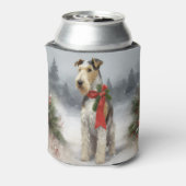 Wirefox Terrier Hond in Sneeuw Kerstmis Blikjeskoeler (Blikje Achterkant)