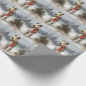 Wirefox Terrier Hond in Sneeuw Kerstmis Cadeaupapier (Hoek)