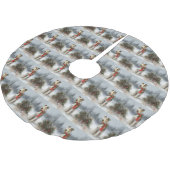 Wirefox Terrier Hond in Sneeuw Kerstmis Kerstboom Rok (Gekanteld)