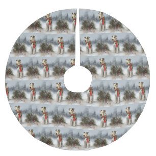 Wirefox Terrier Hond in Sneeuw Kerstmis Kerstboom Rok