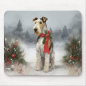 Wirefox Terrier Hond in Sneeuw Kerstmis Muismat (Voorkant)