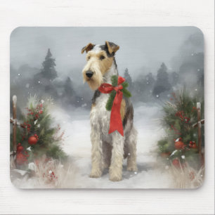 Wirefox Terrier Hond in Sneeuw Kerstmis Muismat