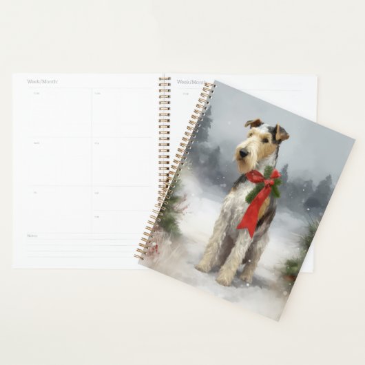 Wirefox Terrier Hond in Sneeuw Kerstmis Planner (Display)