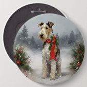Wirefox Terrier Hond in Sneeuw Kerstmis Ronde Button 6,0 Cm (Voorkant /achterkant)