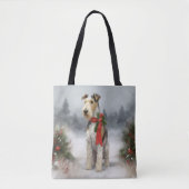 Wirefox Terrier Hond in Sneeuw Kerstmis Tote Bag (Voorkant)