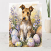 Wirefox Terrier Hond met Paaseieren Vakantie Kaart (Voorkant)