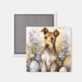 Wirefox Terrier Hond met Paaseieren Vakantie Magneet (Voorkant / Achterkant)