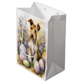 Wirefox Terrier Hond met Paaseieren Vakantie Medium Cadeauzakje (Voorkant Gekanteld)
