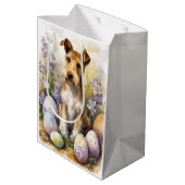 Wirefox Terrier Hond met Paaseieren Vakantie Medium Cadeauzakje (Achterkant Gekanteld)