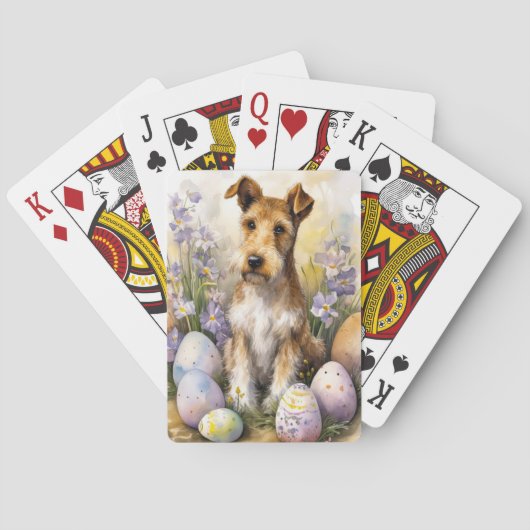 Wirefox Terrier Hond met Paaseieren Vakantie Pokerkaarten (Achterkant)