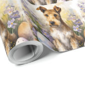 Wirefox Terriër Hond Met Pasen Eieren Vakantie Cadeaupapier (Rol Hoek)