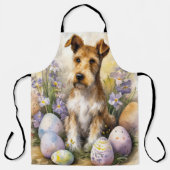Wirefox Terrier-hond met Pasen-eieren Vakantie Schort (Voorkant)
