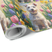 Wirefox Terrier Hond Spring Bloemen Schilderen Cadeaupapier (Rol Hoek)