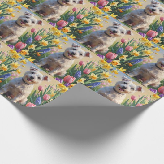 Wirefox Terrier Hond Spring Bloemen Schilderen Cadeaupapier (Hoek)