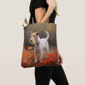 Wirefox Terrier in de herfst geïnspireerd door val Tote Bag (Dichtbij)