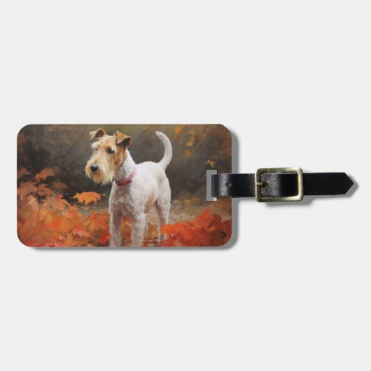 Wirefox Terrier in Herfst laat Herfst Inspire Bagagelabel (Voorkant horizontaal)