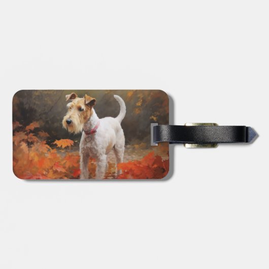 Wirefox Terrier in Herfst laat Herfst Inspire Bagagelabel (Achterkant horizontaal)