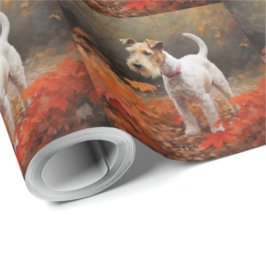 Wirefox Terrier in Herfst laat Herfst Inspire Cadeaupapier (Rol Hoek)