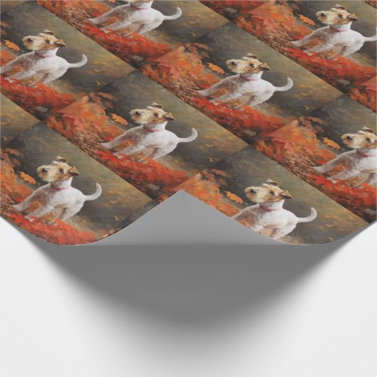 Wirefox Terrier in Herfst laat Herfst Inspire Cadeaupapier (Hoek)