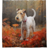 Wirefox Terrier in Herfst laat Herfst Inspire Douchegordijn (Voorkant)