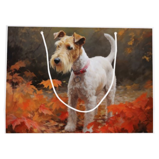 Wirefox Terrier in Herfst laat Herfst Inspire Groot Cadeauzakje (Achterkant)