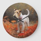 Wirefox Terrier in Herfst laat Herfst Inspire Grote Klok (Voorkant)