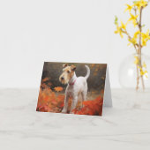 Wirefox Terrier in Herfst laat Herfst Inspire Kaart (Gele Bloem)