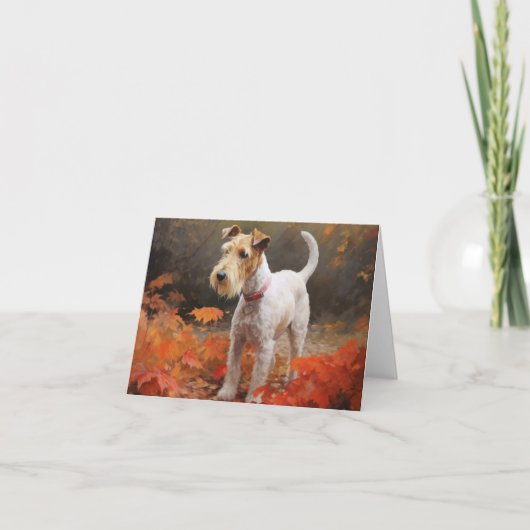 Wirefox Terrier in Herfst laat Herfst Inspire Kaart (Voorkant)