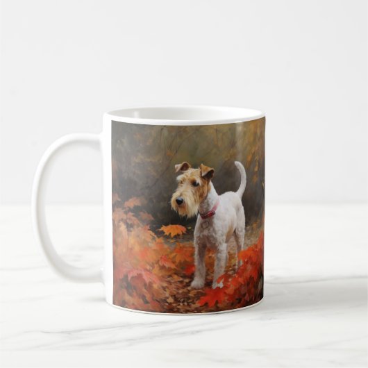 Wirefox Terrier in Herfst laat Herfst Inspire Koffiemok (Links)