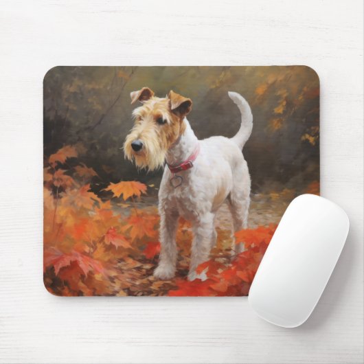 Wirefox Terrier in Herfst laat Herfst Inspire Muismat (Met muis)
