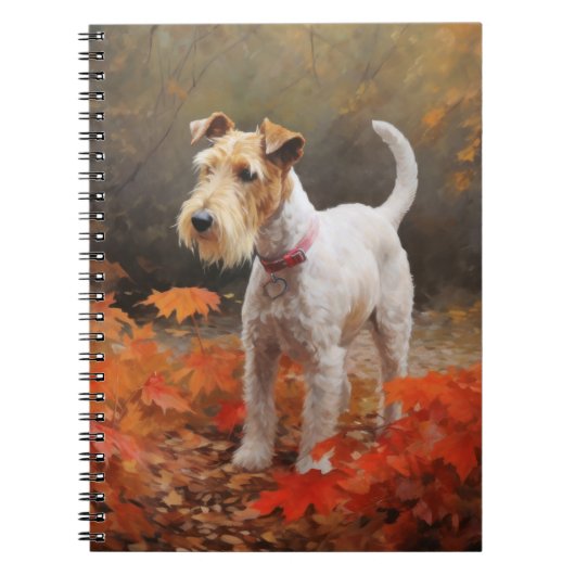 Wirefox Terrier in Herfst laat Herfst Inspire Notitieboek (Voorkant)