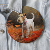 Wirefox Terrier in Herfst laat Herfst Inspire Ronde Button 6,0 Cm (In situ)