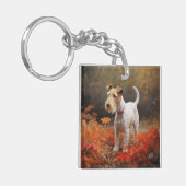 Wirefox Terrier in Herfst laat Herfst Inspire Sleutelhanger (Voorkant Links)