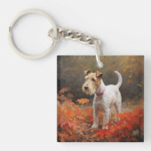 Wirefox Terrier in Herfst laat Herfst Inspire Sleutelhanger (Voorkant)