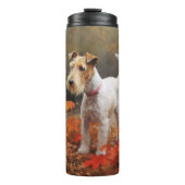 Wirefox Terrier in Herfst laat Herfst Inspire Thermosbeker (Voorkant)