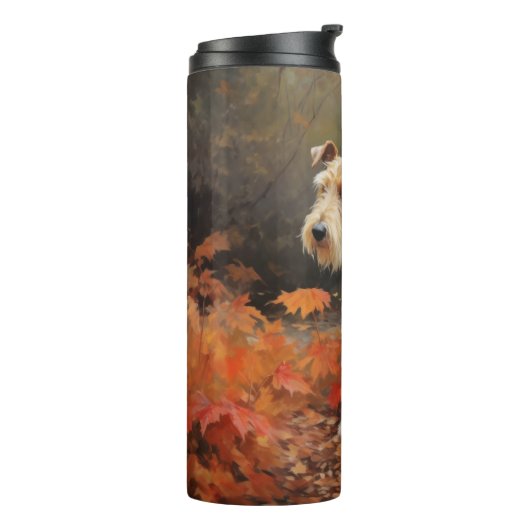 Wirefox Terrier in Herfst laat Herfst Inspire Thermosbeker (Gedraaid links)