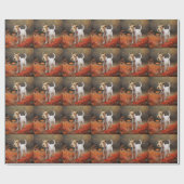 Wirefox Terrier in herfstbladeren val inspireert Cadeaupapier (Vlak)