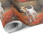 Wirefox Terrier in herfstbladeren val inspireert Cadeaupapier (Rol Hoek)