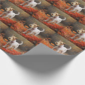 Wirefox Terrier in herfstbladeren val inspireert Cadeaupapier (Hoek)