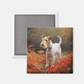 Wirefox Terrier in herfstbladeren val inspireert Magneet (Voorkant / Achterkant)