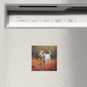 Wirefox Terrier in herfstbladeren val inspireert Magneet (Insitu (Vaatwasser))