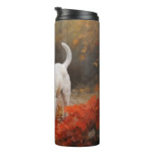 Wirefox Terrier in herfstbladeren val inspireert Thermosbeker (Geroteerd rechts)