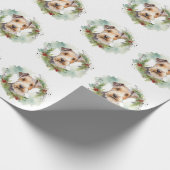 Wirefox Terrier Kerstkrans Feestelijke Pup Cadeaupapier (Hoek)
