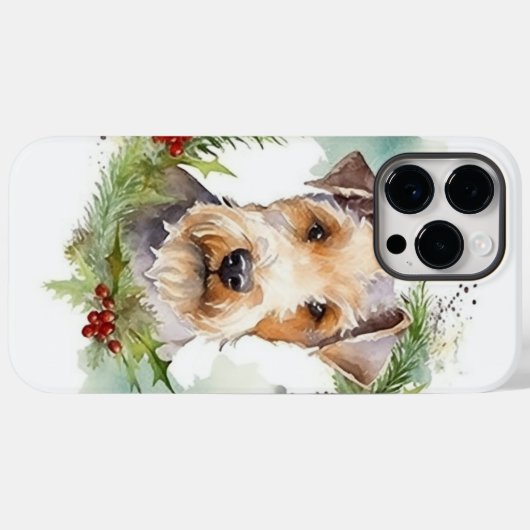 Wirefox Terrier Kerstkrans Feestelijke Pup Case-Mate iPhone Case (Achterkant (horizontaal))