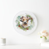 Wirefox Terrier Kerstkrans Feestelijke Pup Grote Klok (Huis)