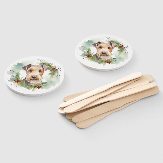 Wirefox Terrier Kerstkrans Feestelijke Pup Handwaaier (Niet-gemonteerd)